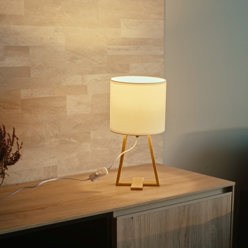 Lámpara de Mesa de Madera y Textil Nuts