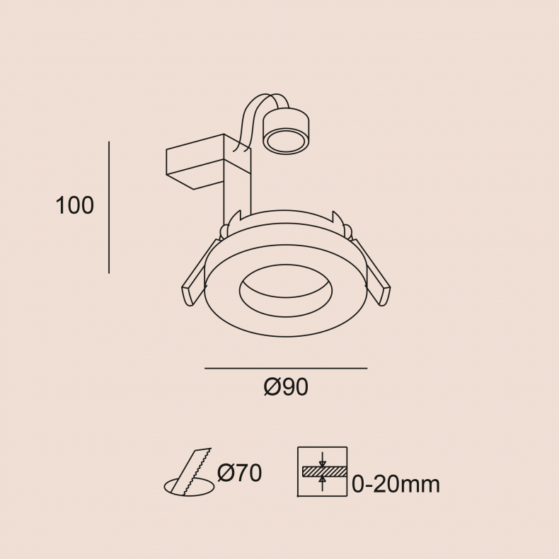 Downlight empotrable de techo Rame Glass