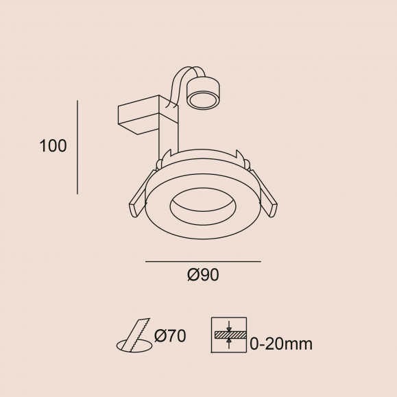Downlight empotrable de techo Rame Glass