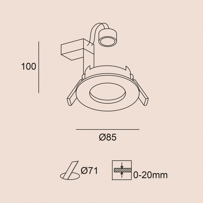 Downlight empotrable de techo Rame