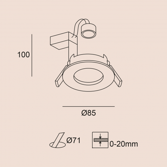 Downlight empotrable de techo Rame