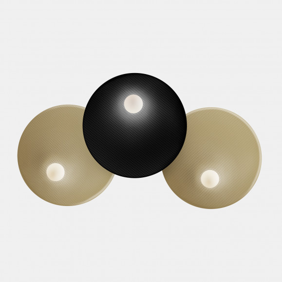 APLIQUE TRIP TRIPLE Ø460MM / Ø460MM / Ø460MM E14 27 NEGRO/ORO MATE