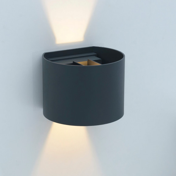 Applique d'extérieur ronde de forme ovale Axis avec LED blanc chaud 3000K en gris urbain