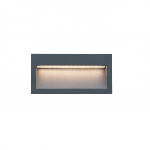 Medi empotrable de pared exterior rectangular con luz led blanco cálido 3000K en color gris urbano