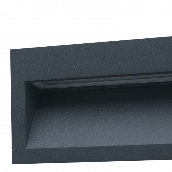 Medi empotrable de pared exterior rectangular con luz led blanco cálido 3000K en color gris urbano