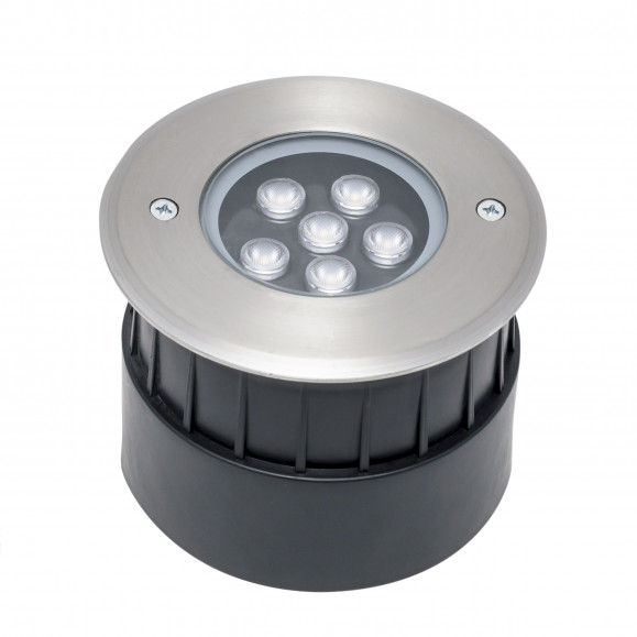Incasso empotrable de suelo de diametro 120mm con luz led en blanco cálido 3000K en acero inoxidable