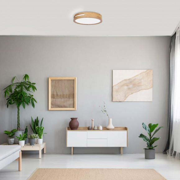 PLAFOND LED IP20 LU 22,5W BLANC NEUTRE - 4000K LUMIÈRE ON-OFF BOIS