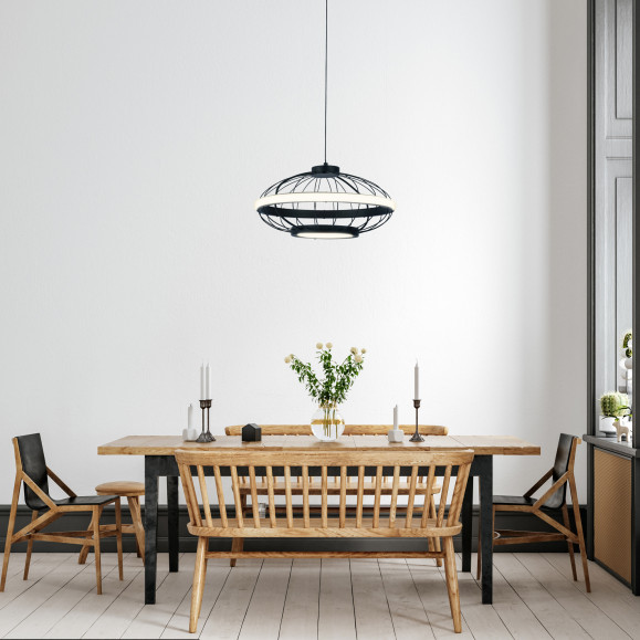 CERCLE LED SUSPENSION 22 BLANC NEUTRE - 4000K ON-OFF NOIR