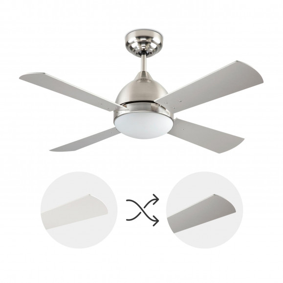 BORNEO IP20 VENTILATEUR E27 SANTIN PLAQUÉ NICKEL BLANC