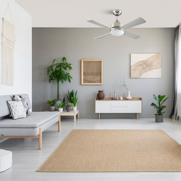 BORNEO IP20 VENTILATEUR E27 SANTIN PLAQUÉ NICKEL BLANC