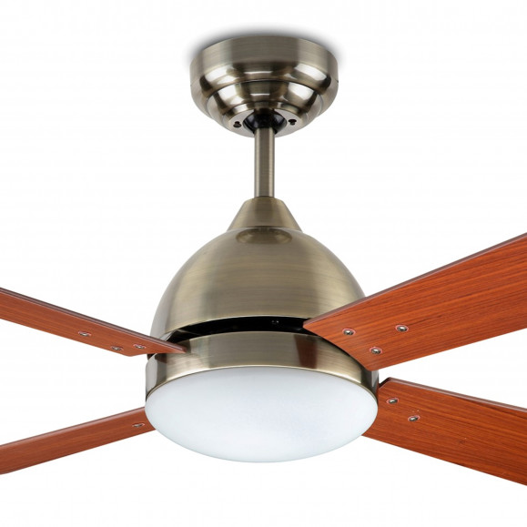 BORNEO IP20 VENTILATEUR E27 PLATINE ET BOIS TECK