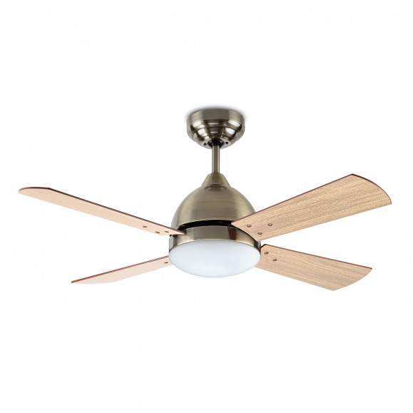 BORNEO IP20 VENTILATEUR E27 PLATINE ET BOIS TECK