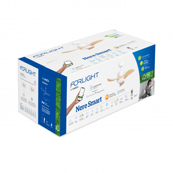 Ventilador de techo Smart con luz motor DC Nere blanco 92 cm