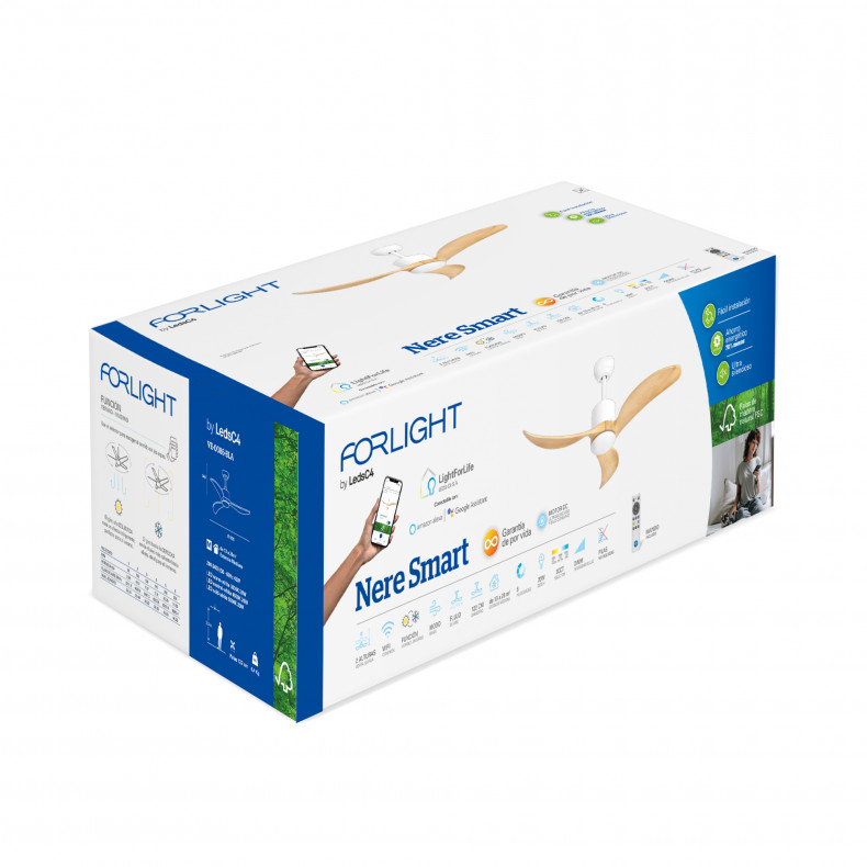 Ventilador de techo con luz motor DC...
